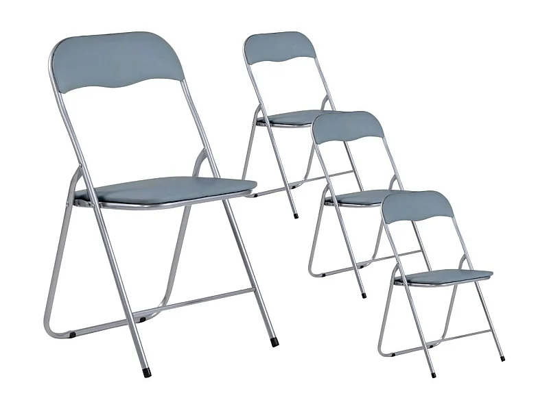 Pack 4 Chaises Pliantes Rembourrées Eleonor 44x46x79cm Gris 7house