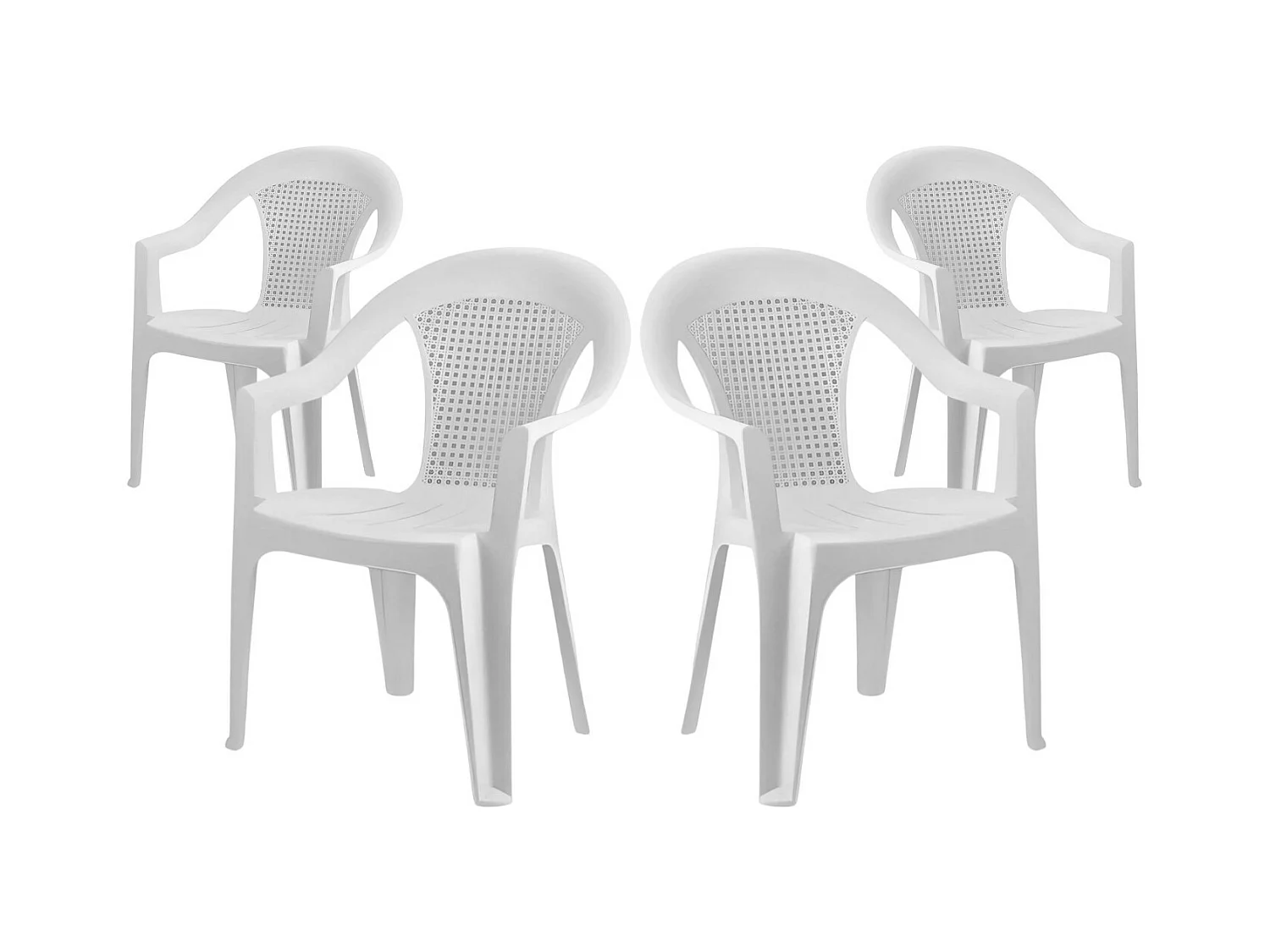 Pack 4 Chaises Empilables Blanches avec Accoudoirs 56x75x79cm Thinia Home