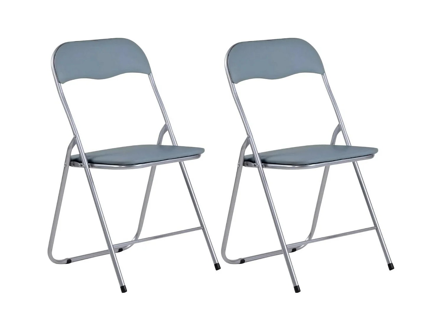 Pack 2 Chaises Pliantes Rembourrées Eleonor 44x46x79cm Gris 7house