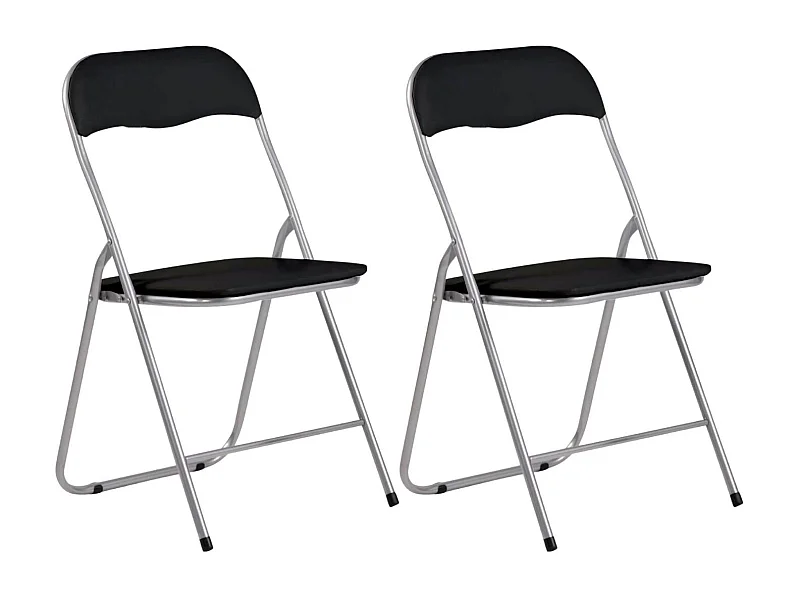 Confezione 2 sedie pieghevoli imbottite Eleonor 44x46x79 cm Nero 7house