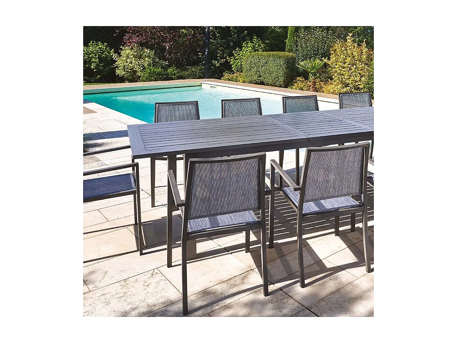 Fauteuil empilable en aluminium Santorin Teck grisé