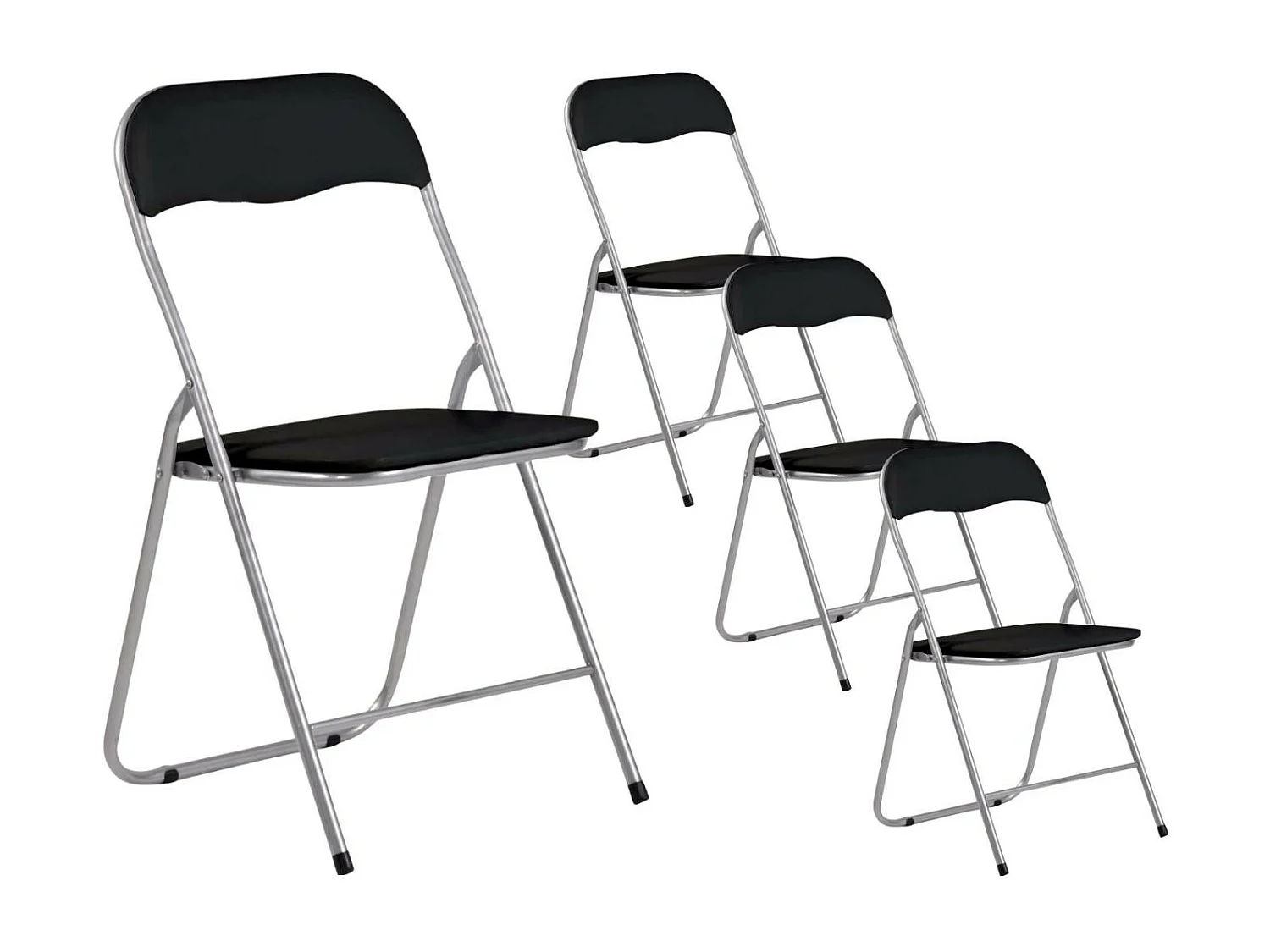 Confezione 4 sedie pieghevoli imbottite Eleonor 44x46x79 cm Nero 7house