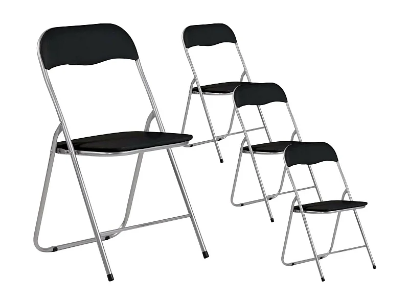 Confezione 4 sedie pieghevoli imbottite Eleonor 44x46x79 cm Nero 7house