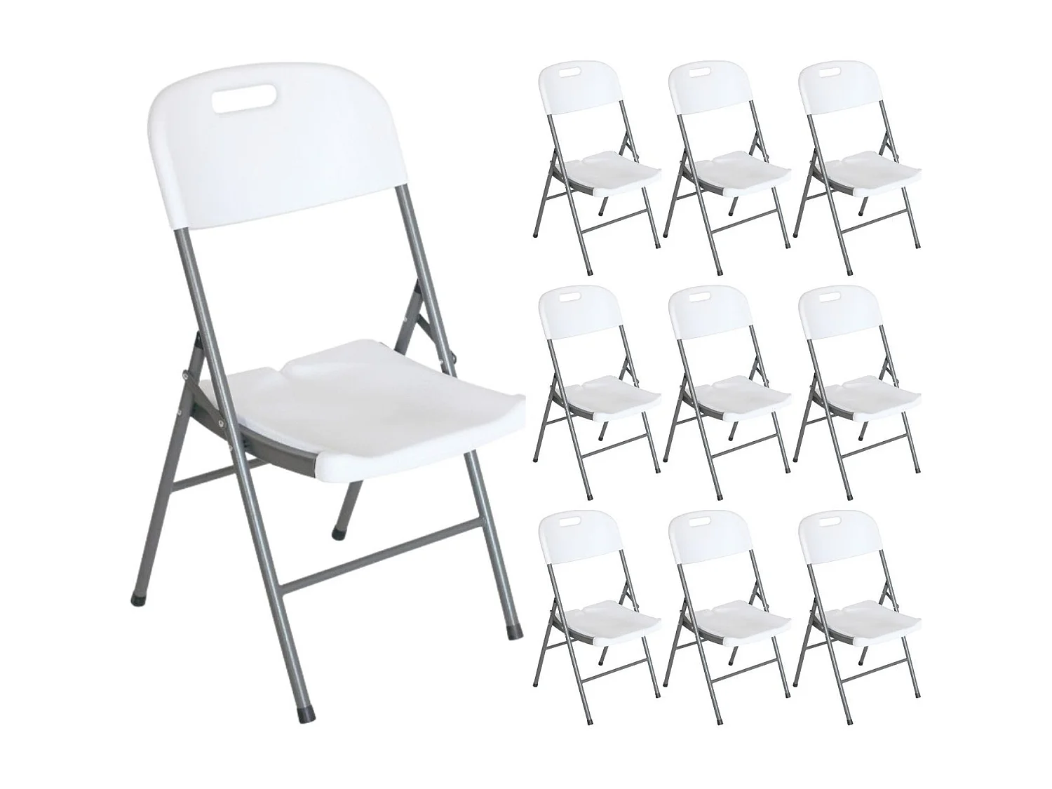 Confezione da 10 sedie pieghevoli con manico 47x58x87 cm bianco Thinia Home