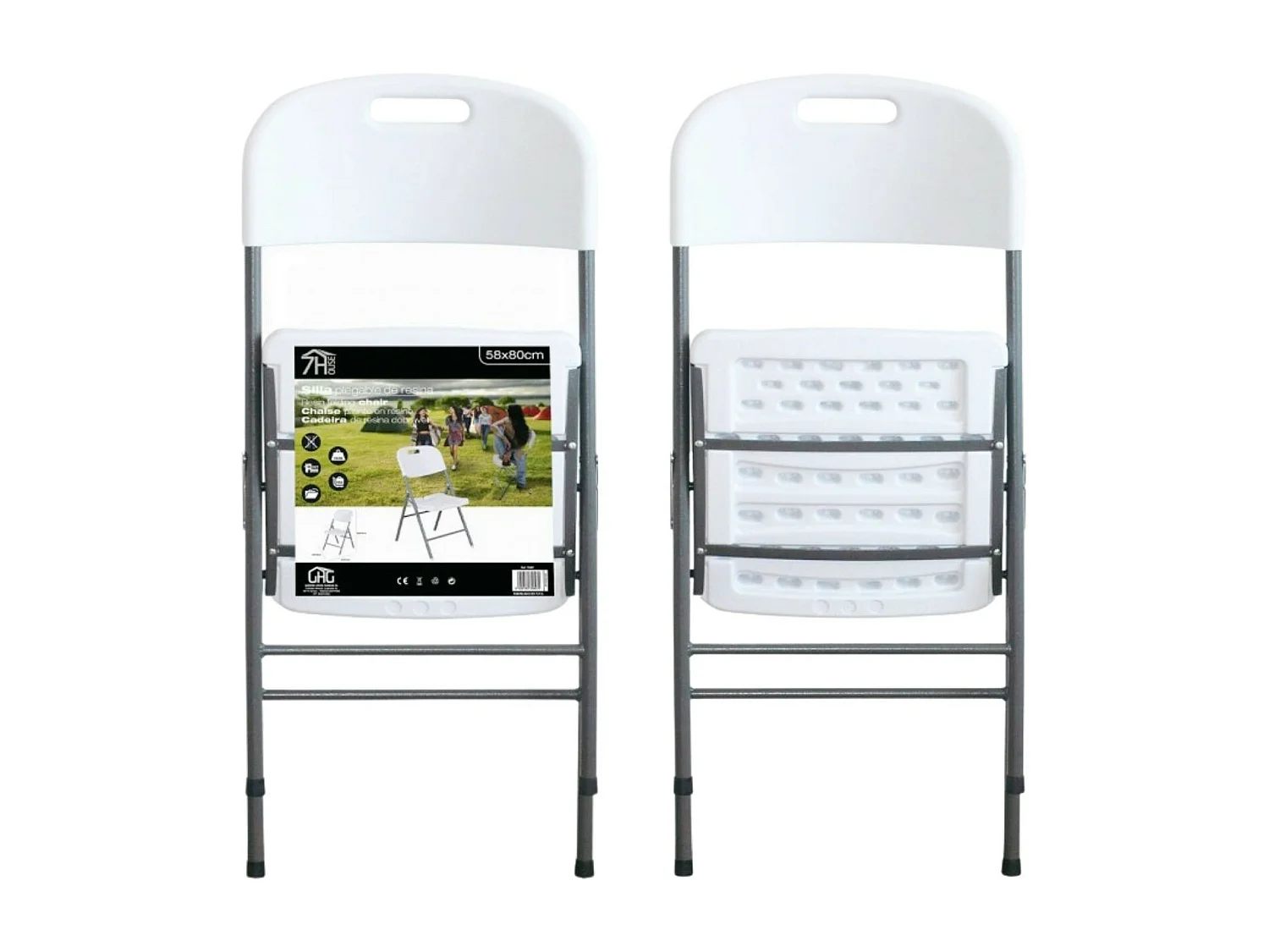 Confezione da 10 sedie pieghevoli con manico 47x58x87 cm bianco Thinia Home