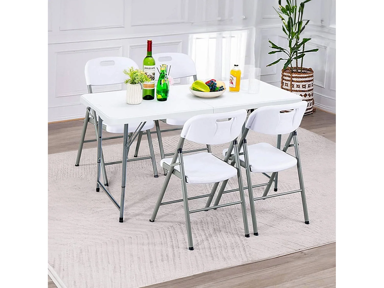 Confezione da 10 sedie pieghevoli con manico 47x58x87 cm bianco Thinia Home