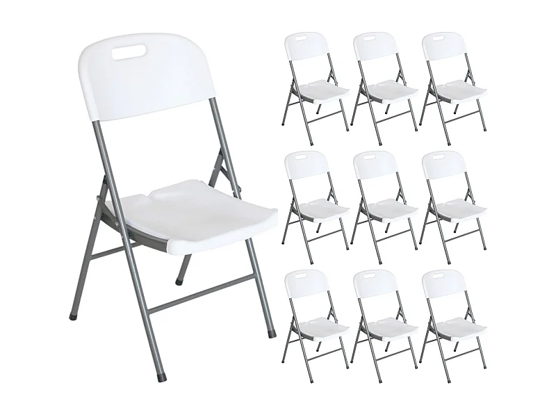 Confezione da 10 sedie pieghevoli con manico 47x58x87 cm bianco Thinia Home