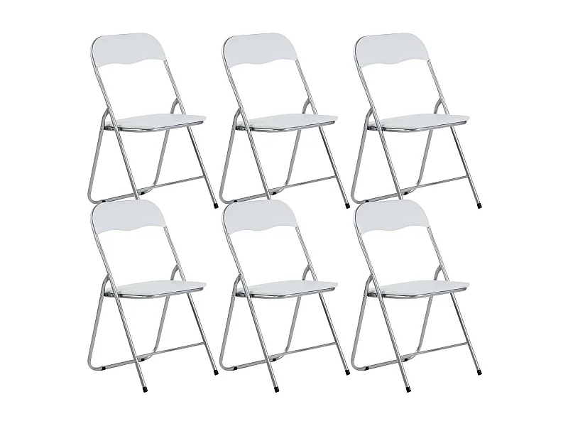 Confezione da 6 sedie pieghevoli imbottite Eleonor 44x46x79 cm Bianco 7house