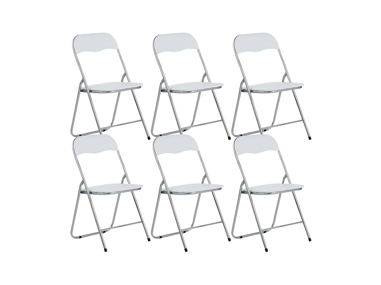 Pack de 6 chaises pliantes rembourrées Eleonor 44x46x79cm Blanc 7house