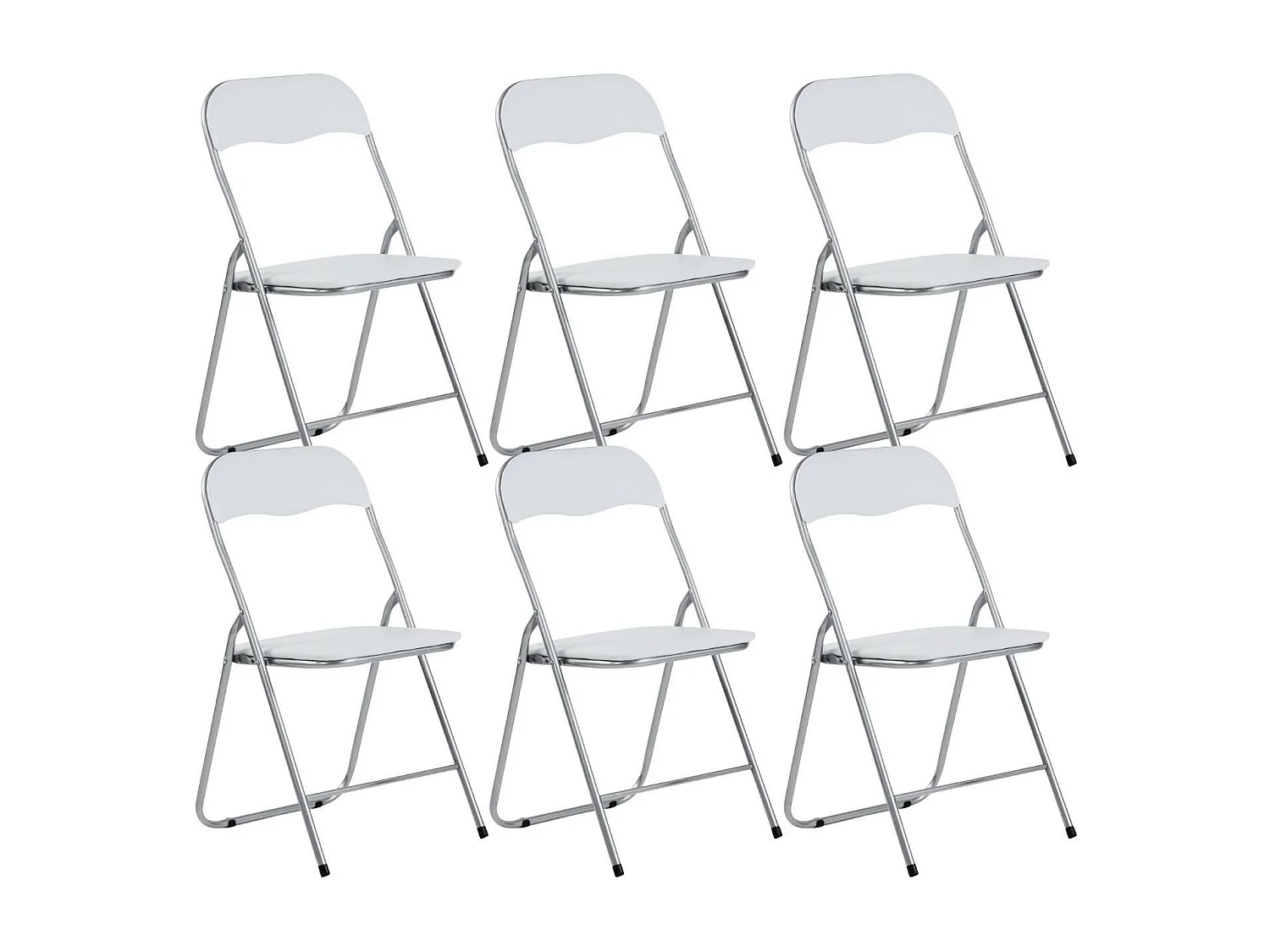 Pack de 6 chaises pliantes rembourrées Eleonor 44x46x79cm Blanc 7house