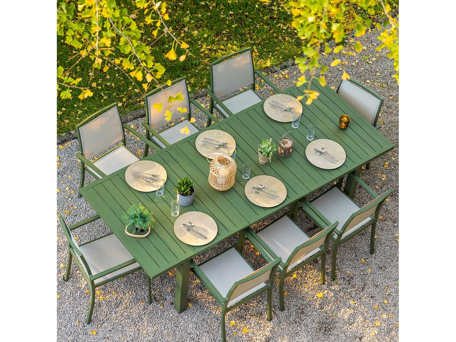 Fauteuil empilable en aluminium Santorin Kaki