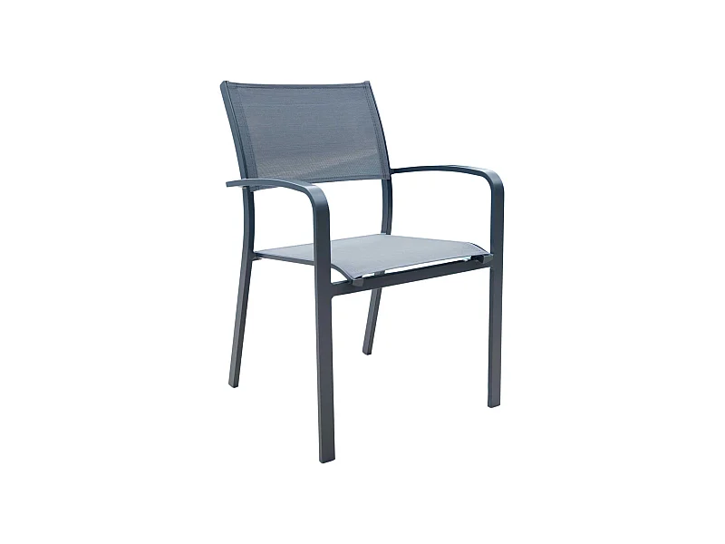 Fauteuil empilable en aluminium et textilène Milos Anthracite