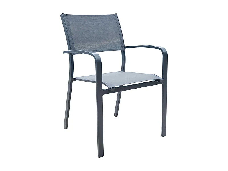 Fauteuil empilable en aluminium et textilène Milos Anthracite