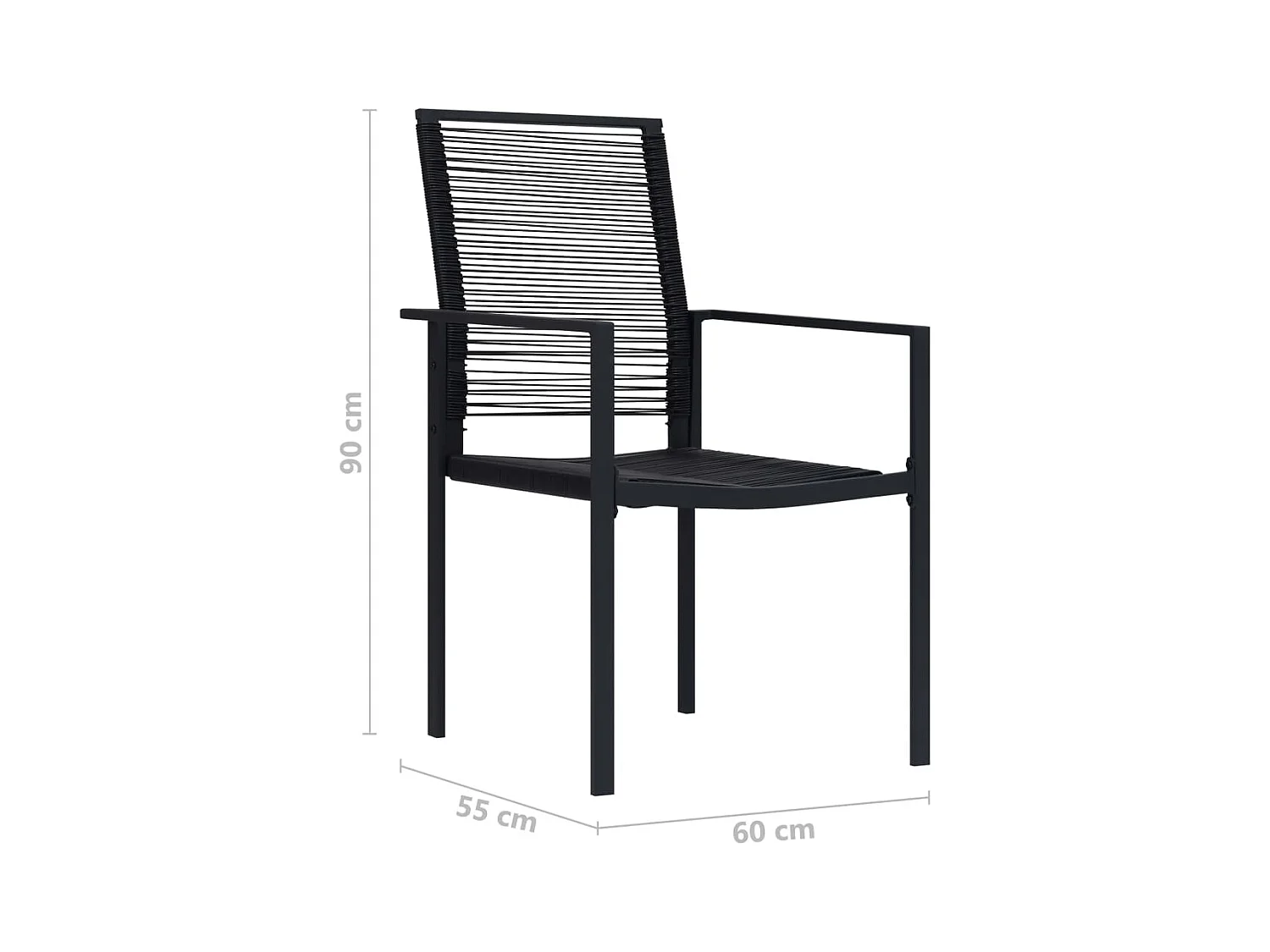 Gartenstühle 4 Stk. PVC Rattan Schwarz