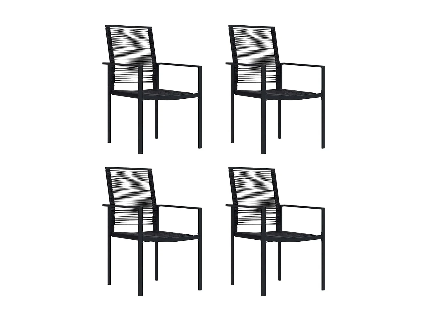 Chaises de jardin lot de 4 Rotin PVC Noir