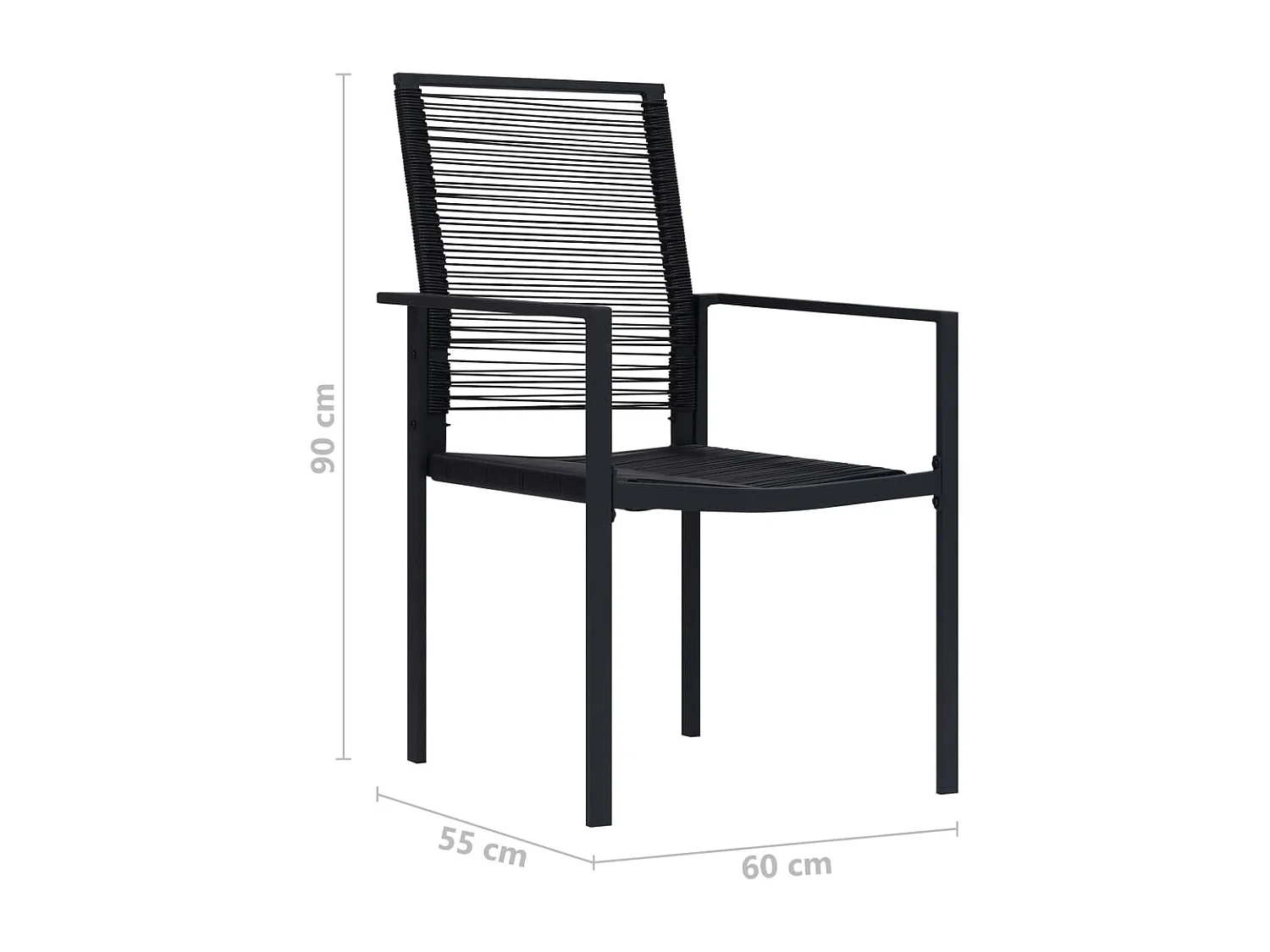 Chaises de jardin lot de 4 Rotin PVC Noir