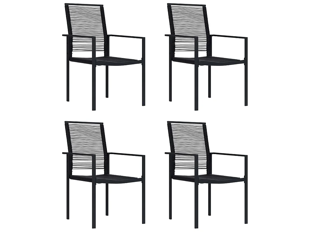 Chaises de jardin lot de 4 Rotin PVC Noir