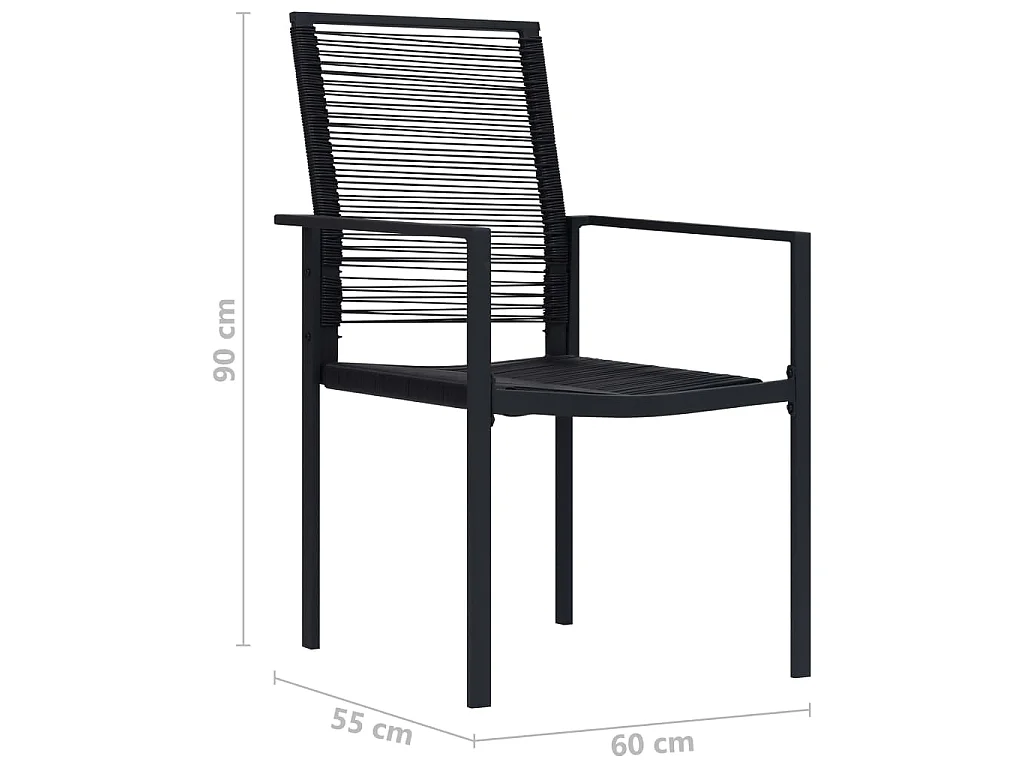 Chaises de jardin lot de 4 Rotin PVC Noir