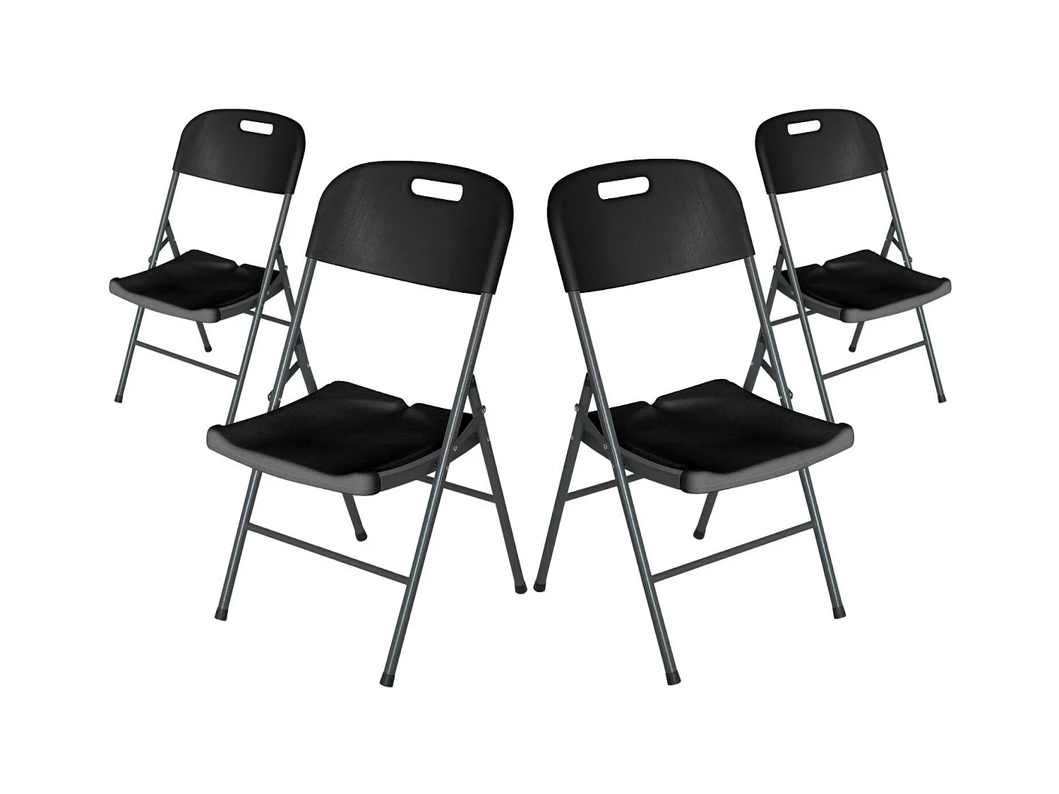Pack 4 Chaises Pliantes avec Poignée 47x58x87cm Noir 7house