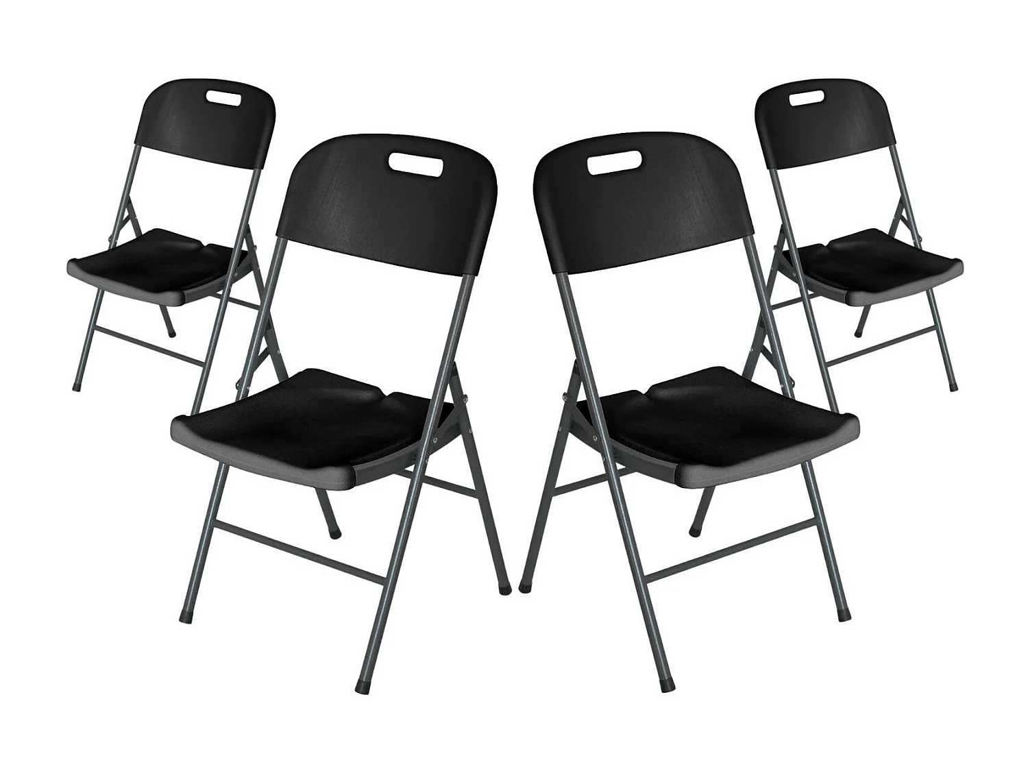 Pack 4 Chaises Pliantes avec Poignée 47x58x87cm Noir 7house