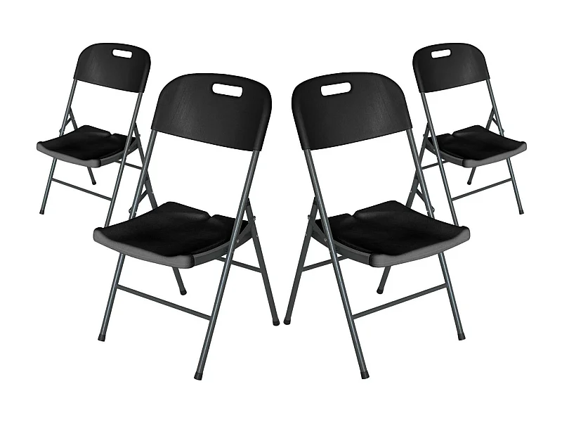 Pack 4 Chaises Pliantes avec Poignée 47x58x87cm Noir 7house