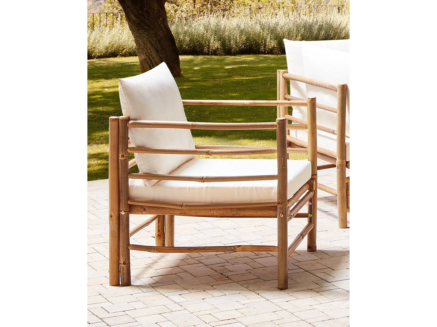 Fauteuil de jardin CERRETO Bambou Blanc cassé