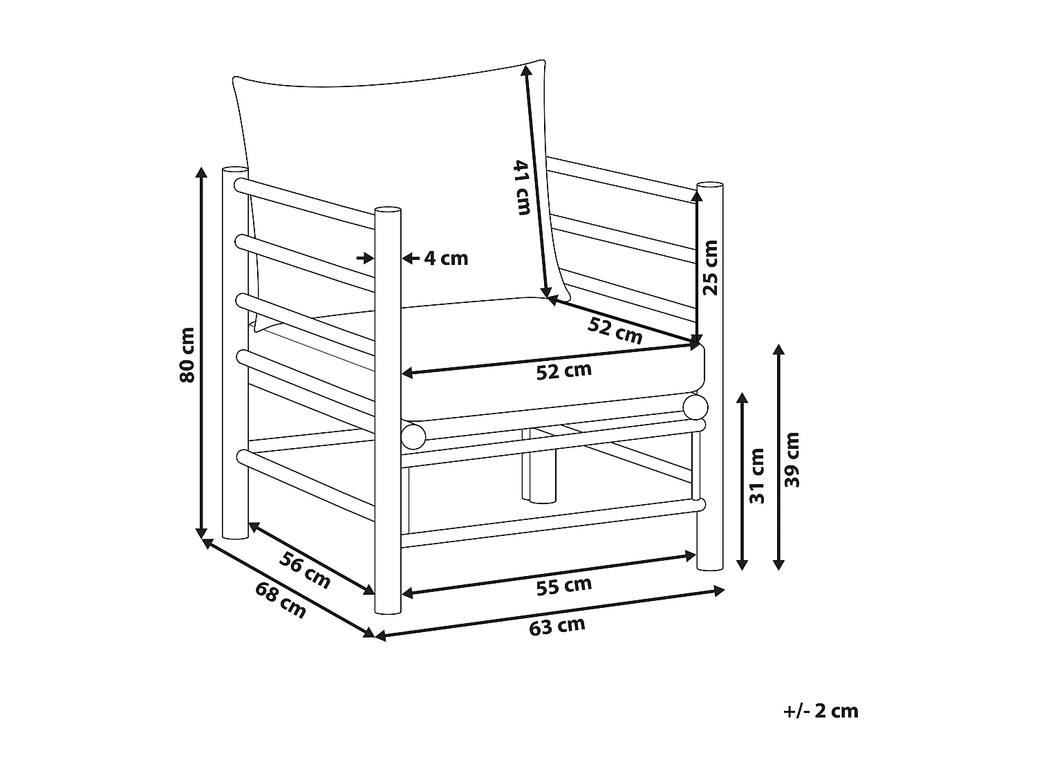 Tuinfauteuil CERRETO Bamboehout Gebroken wit