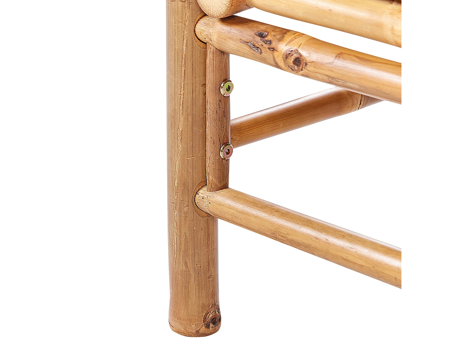 Modul Gartensessel Eckteil Bambusholz hellbraun mit Auflagen weiß Boho Cerreto