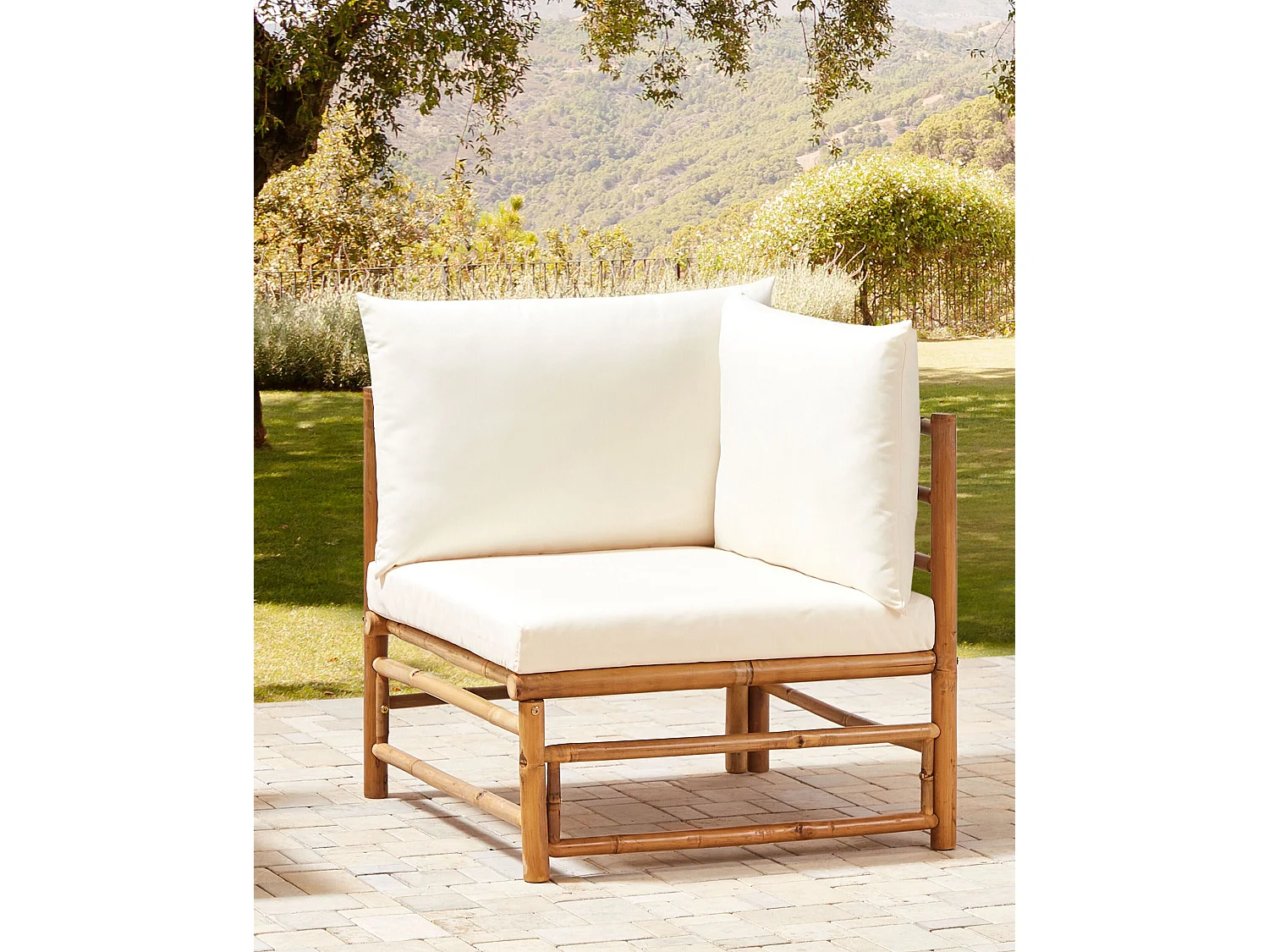 Section d'angle du jardin CERRETO Bambou Blanc cassé