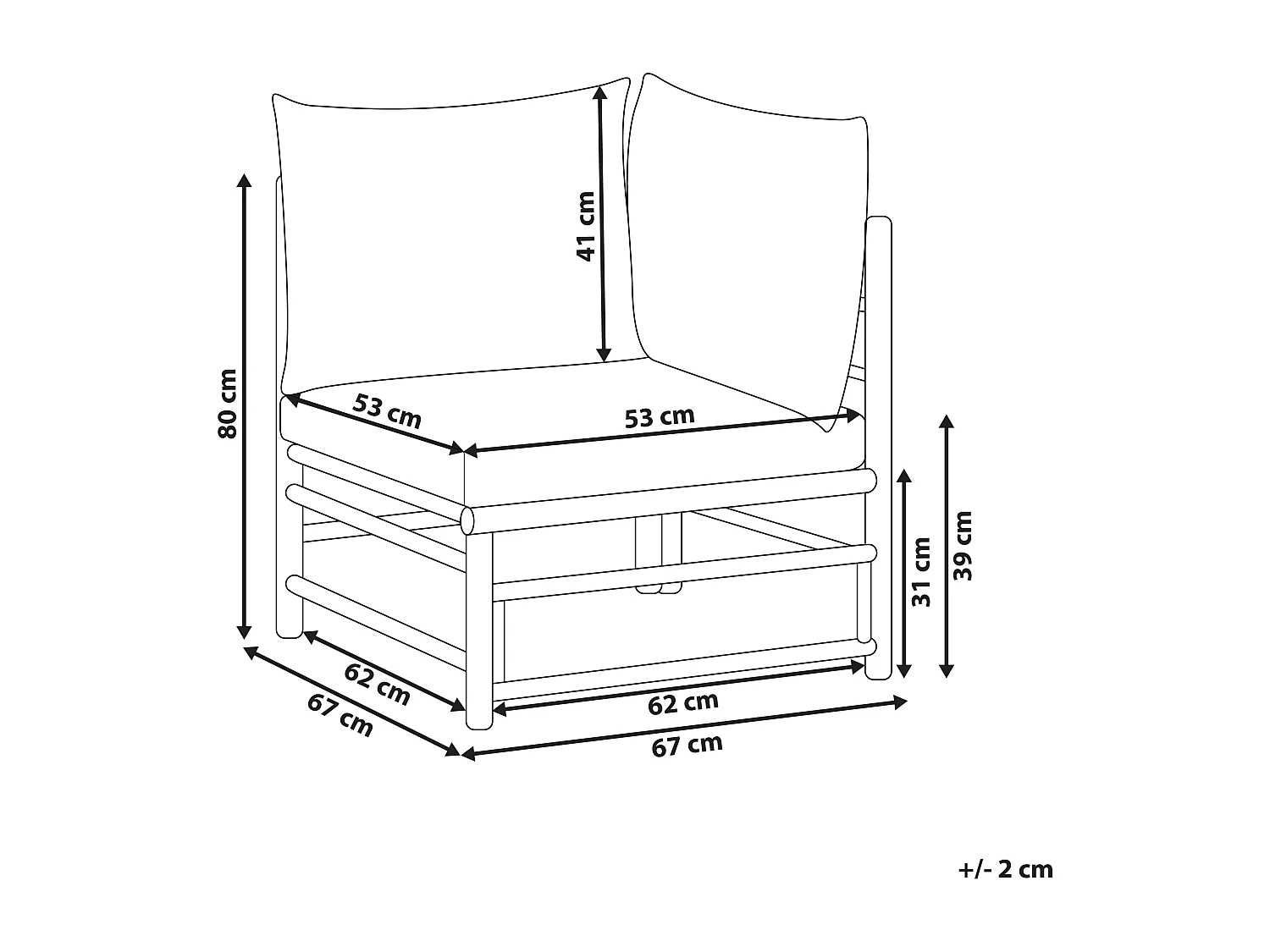 Section d\'angle du jardin CERRETO Bambou Blanc cassé