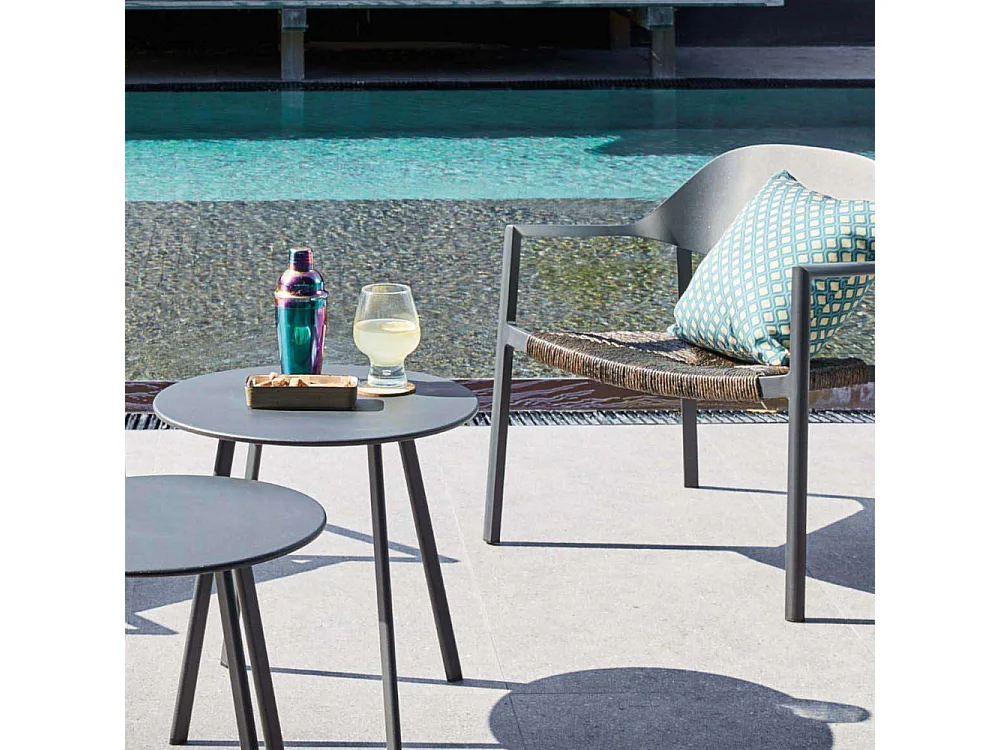 Fauteuil de jardin lounge en aluminium et résine Bage Graphite, Noir