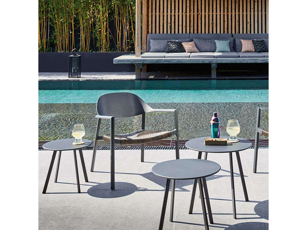 Fauteuil de jardin lounge en aluminium et résine Bage Graphite, Noir