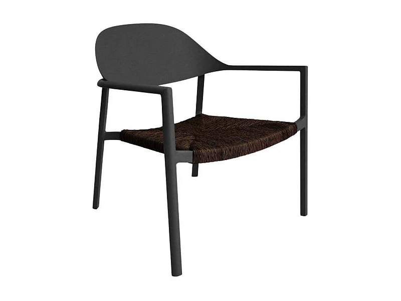 Fauteuil de jardin lounge en aluminium et résine Bage Graphite, Noir