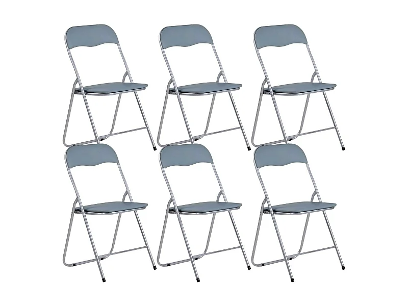 Pack 6 Chaises Pliantes Rembourrées Eleonor 44x46x79cm Gris 7house