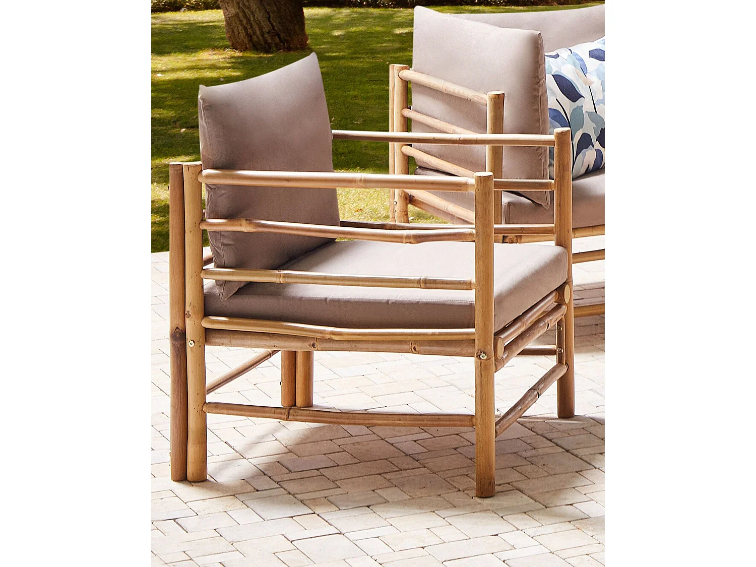 Gartensessel CERRETO Bambusholz Taupe