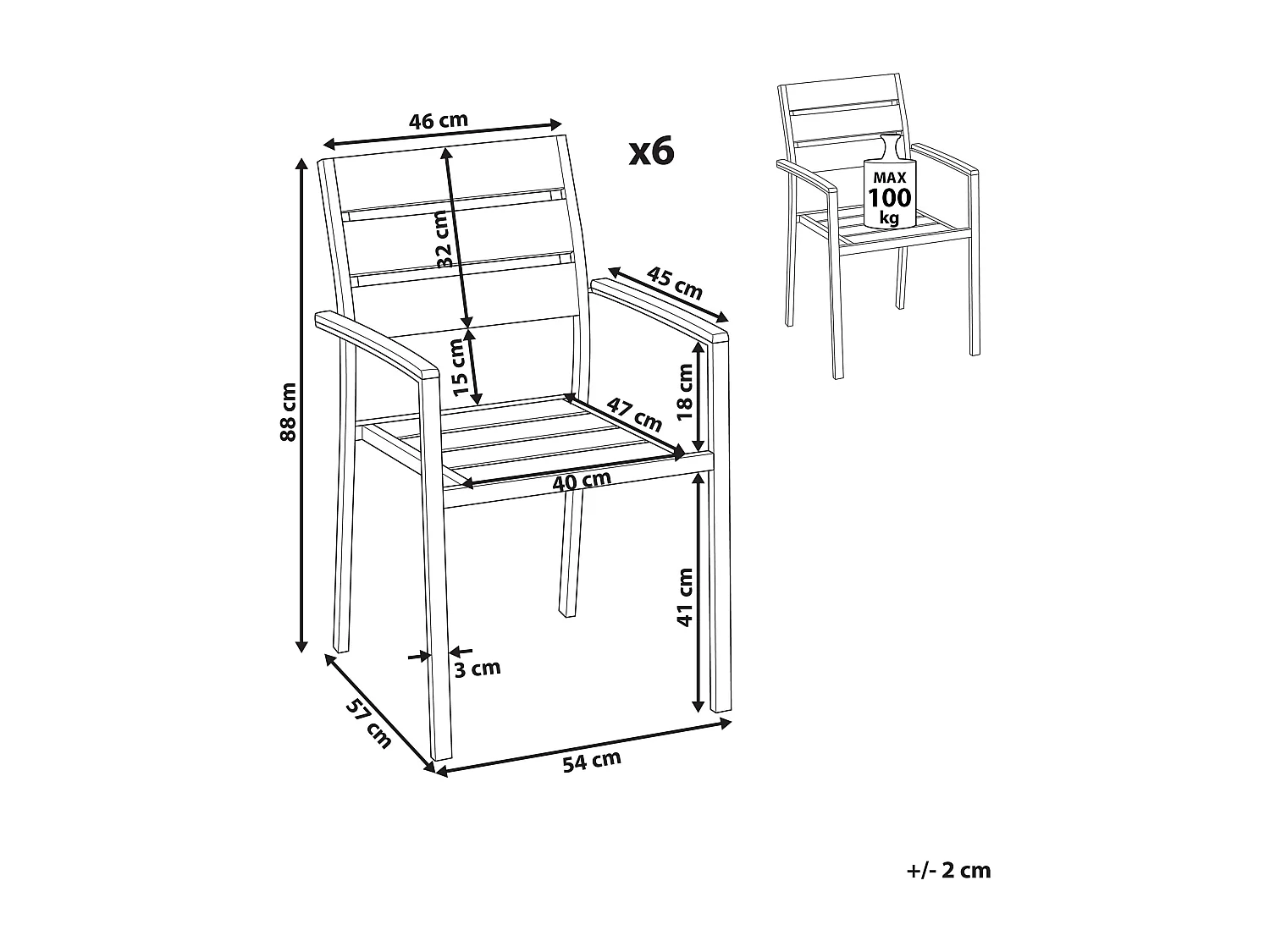 Set van 6 tuinstoelen VERNIO Zwart