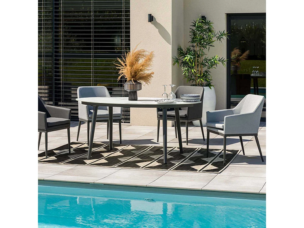 Fauteuil de jardin en aluminium et textilène (Lot de 2) Anthracite et gris perle