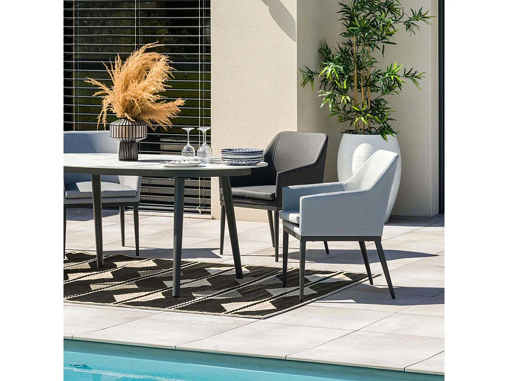 Fauteuil de jardin en aluminium et textilène (Lot de 2) Anthracite et gris perle