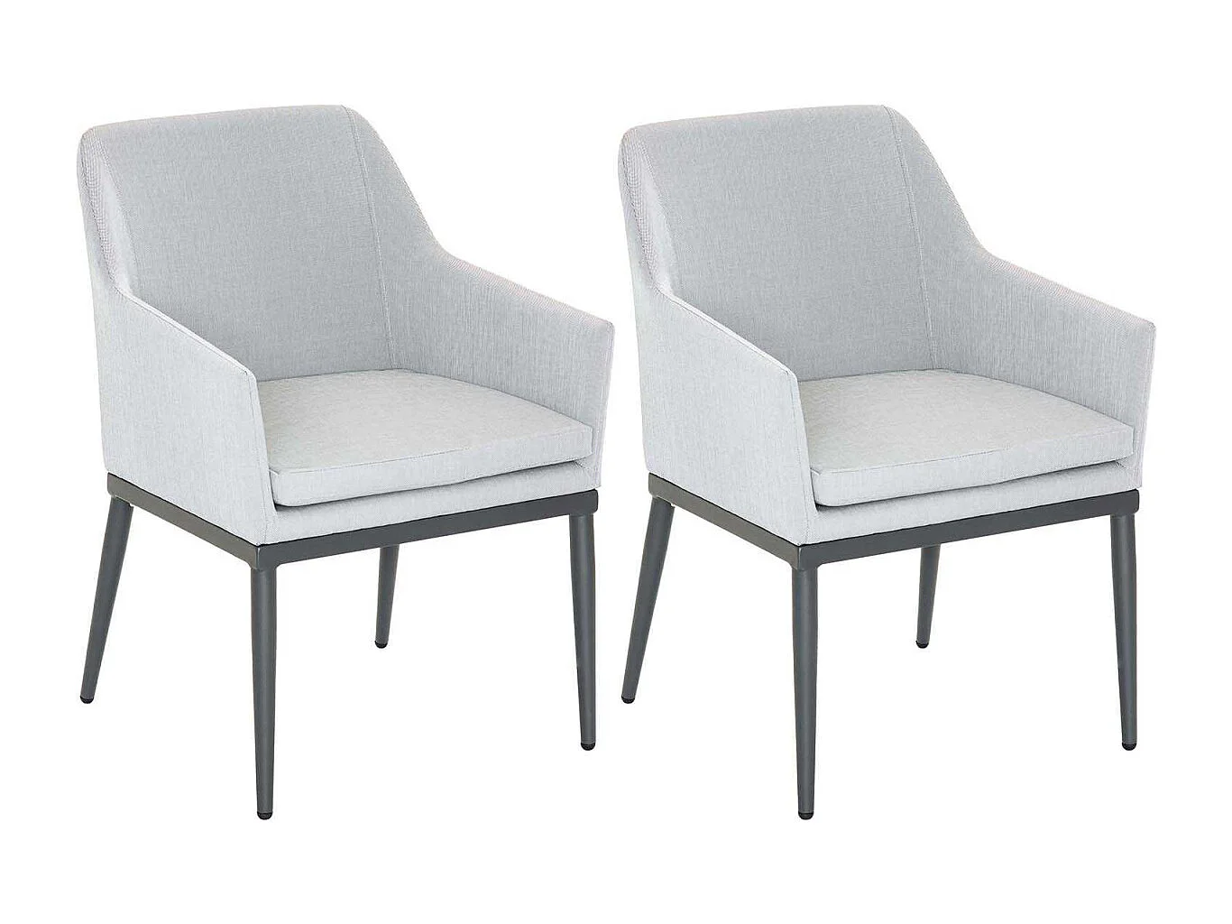 Fauteuil de jardin en aluminium et textilène (Lot de 2) Anthracite et gris perle