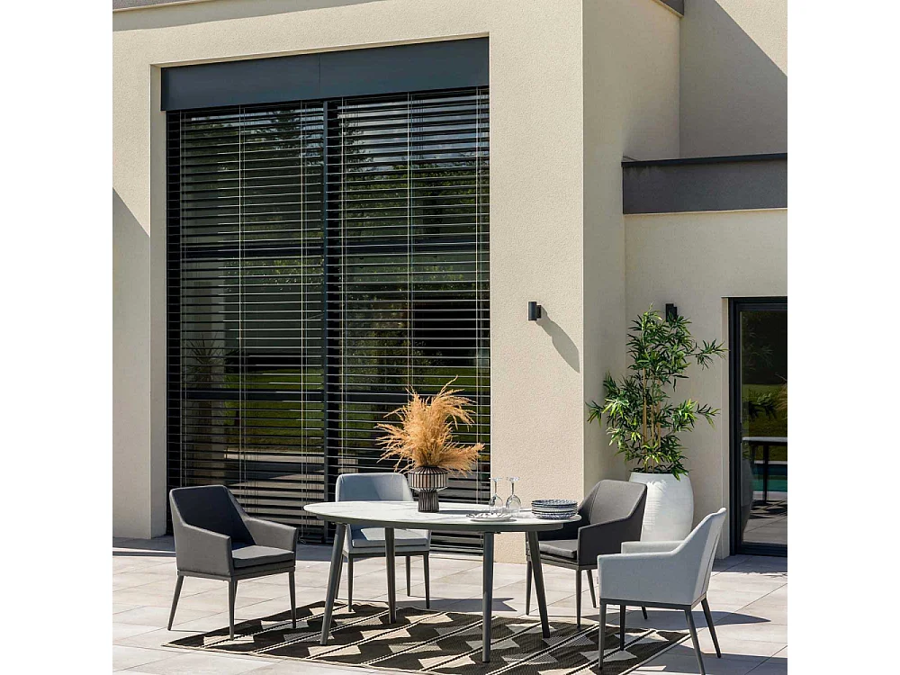 Fauteuil de jardin en aluminium et textilène (Lot de 2) Anthracite et gris perle