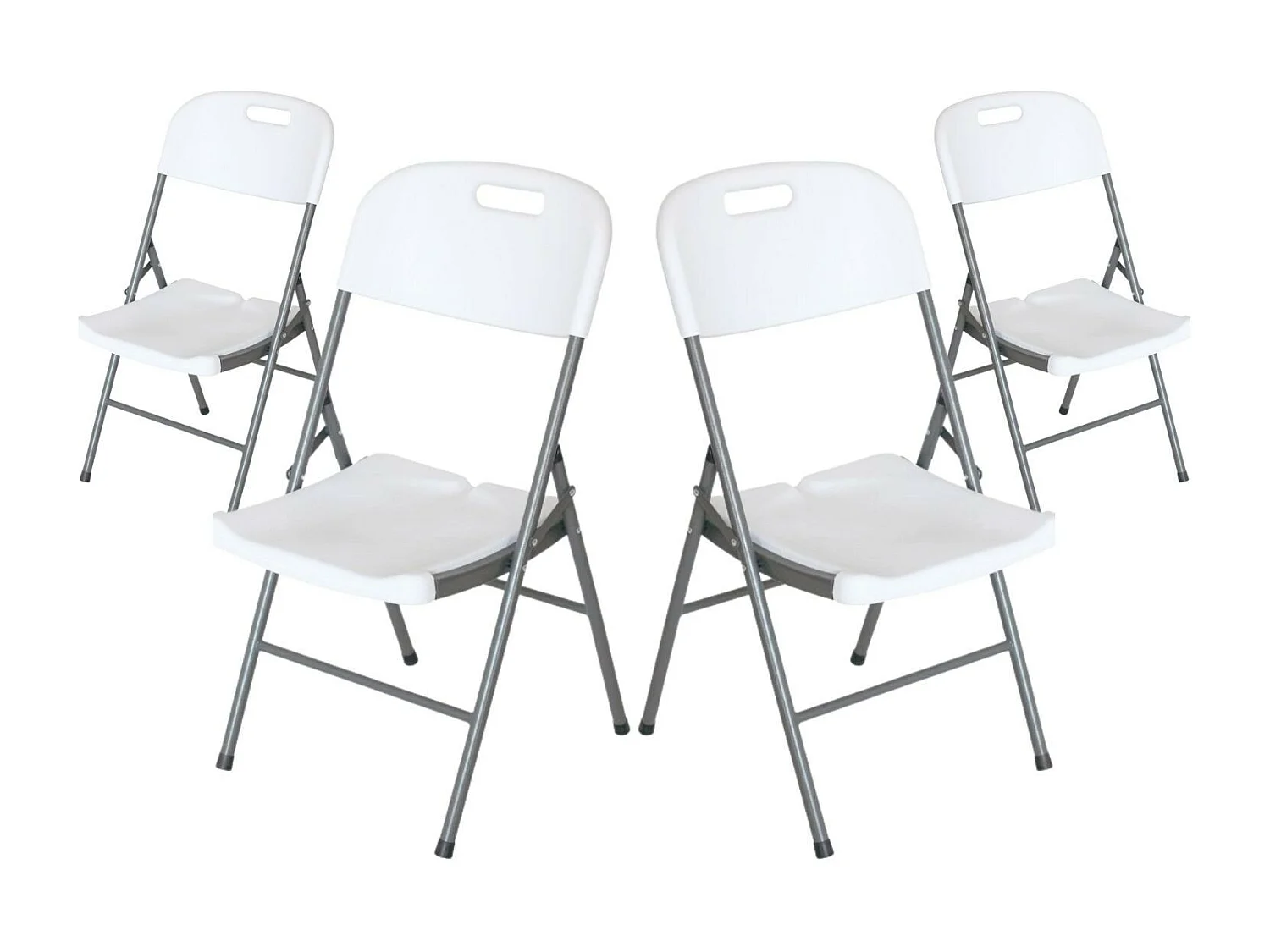 Pack 4 Chaises Pliantes avec Poignée 47x58x87cm Blanc 7house
