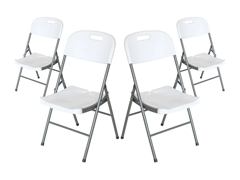Pack 4 Chaises Pliantes avec Poignée 47x58x87cm Blanc 7house