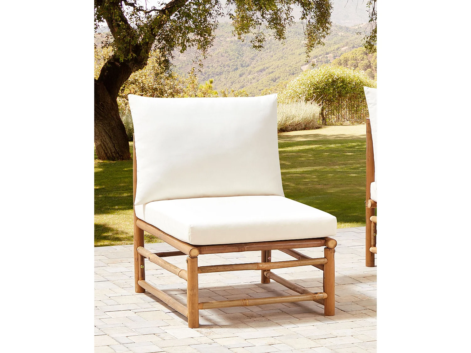 Section de jardin 1 place CERRETO Bambou Blanc cassé