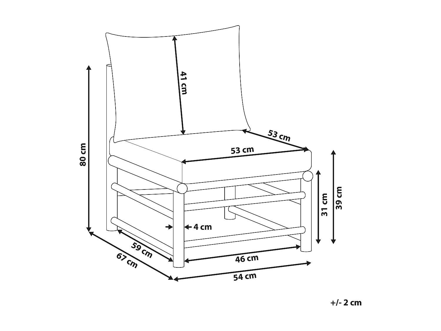 Tuin 1-persoons zitmodule CERRETO Bamboehout Gebroken wit