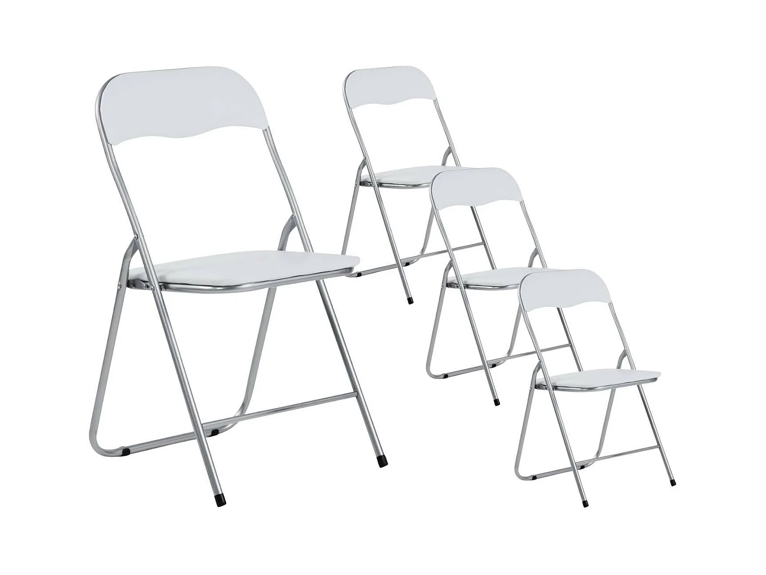 Pack 4 Chaises Pliantes Rembourrées Eleonor 44x46x79cm Blanc 7house