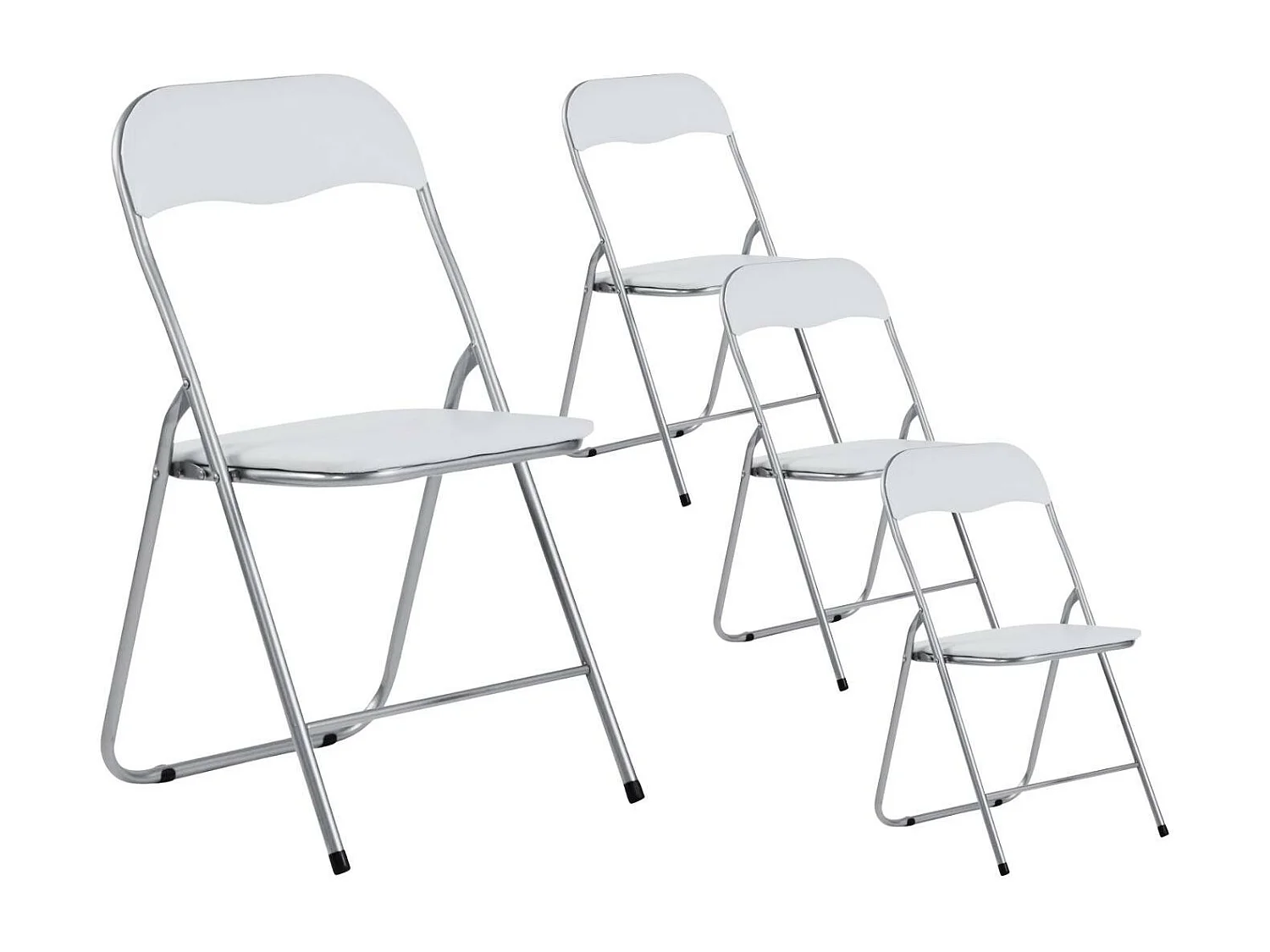 Pack 4 Chaises Pliantes Rembourrées Eleonor 44x46x79cm Blanc 7house