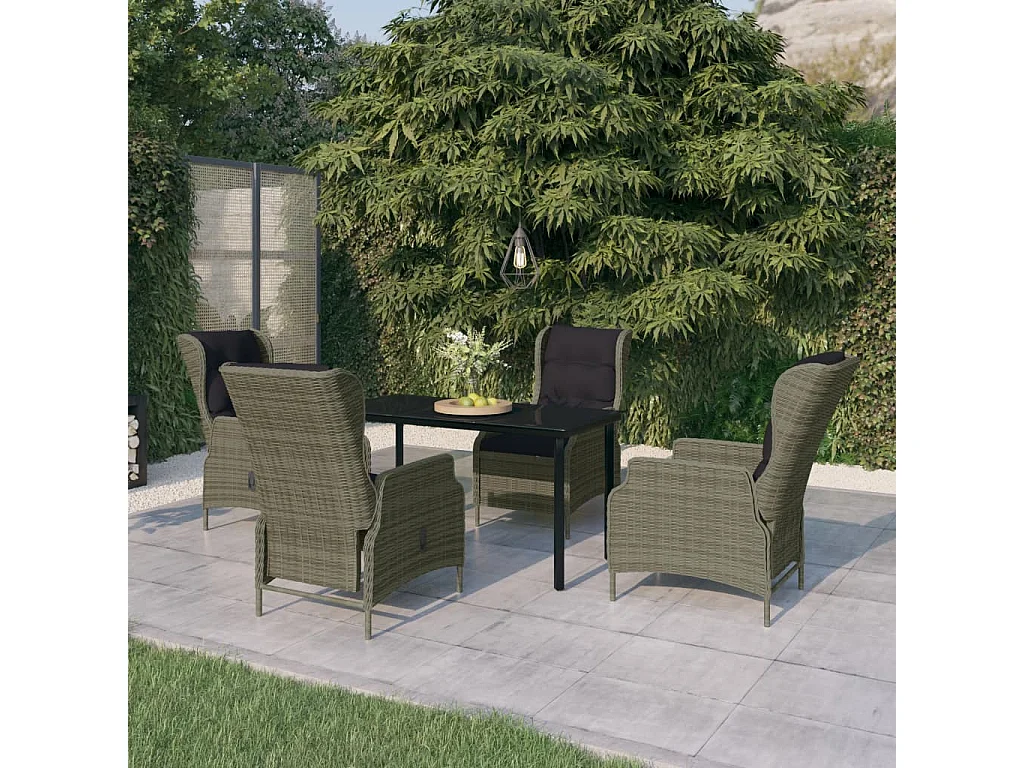 Ensemble à manger de jardin 5 pcs Marron