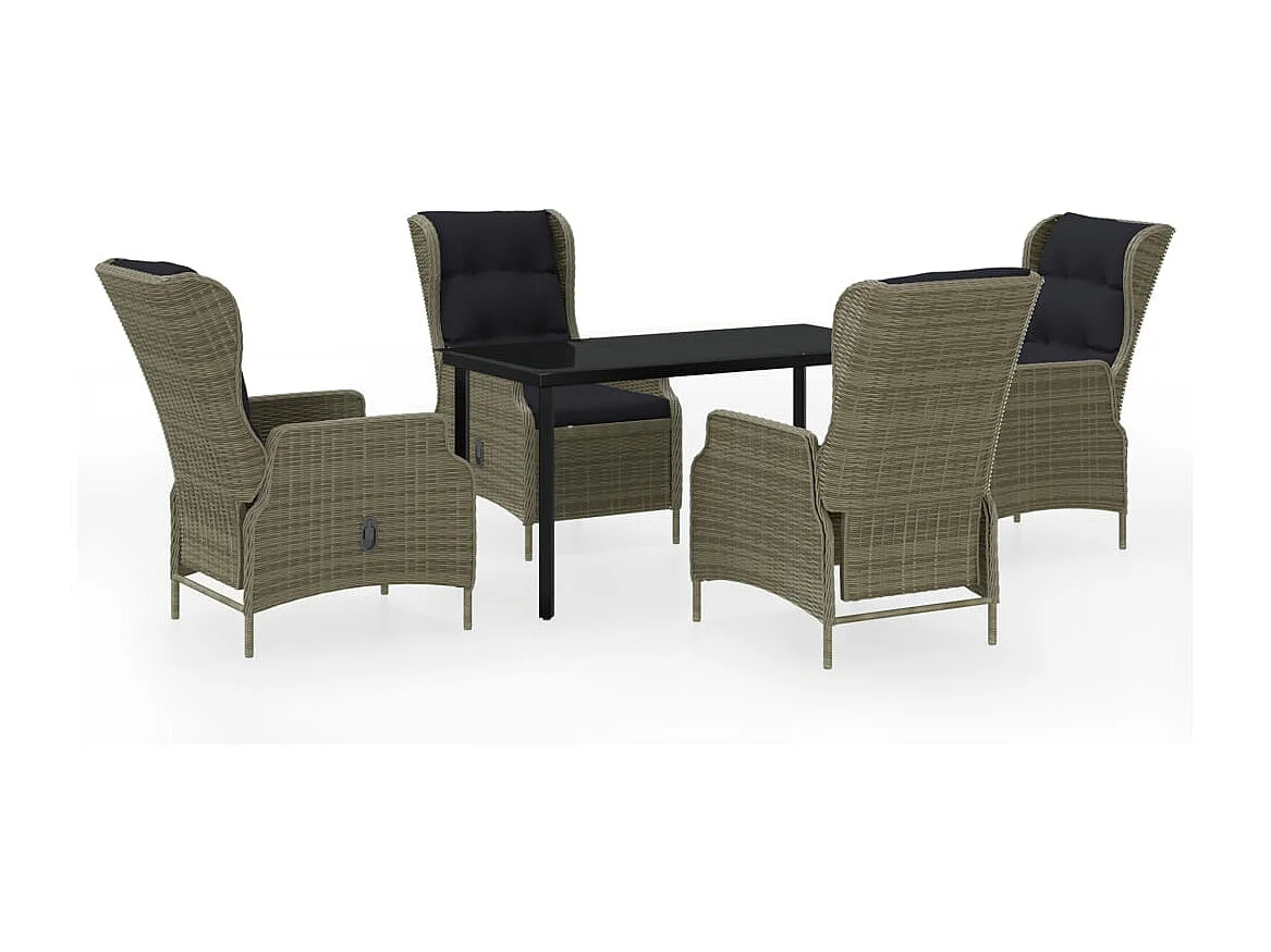 Ensemble à manger de jardin 5 pcs Marron