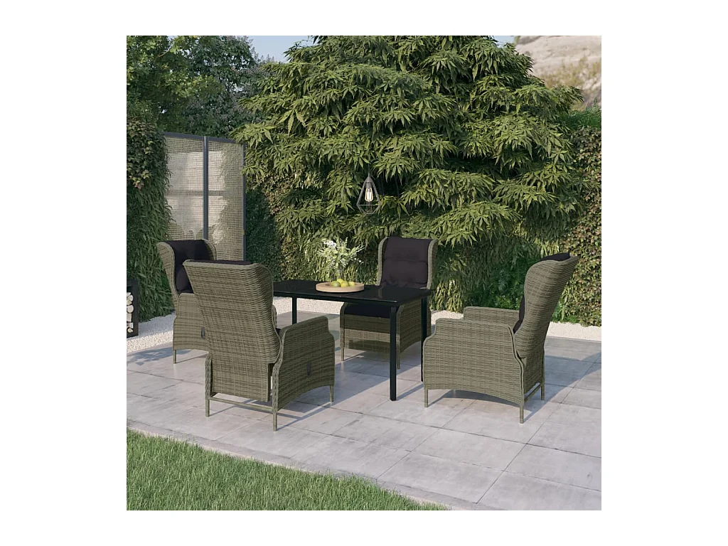 Ensemble à manger de jardin 5 pcs Marron