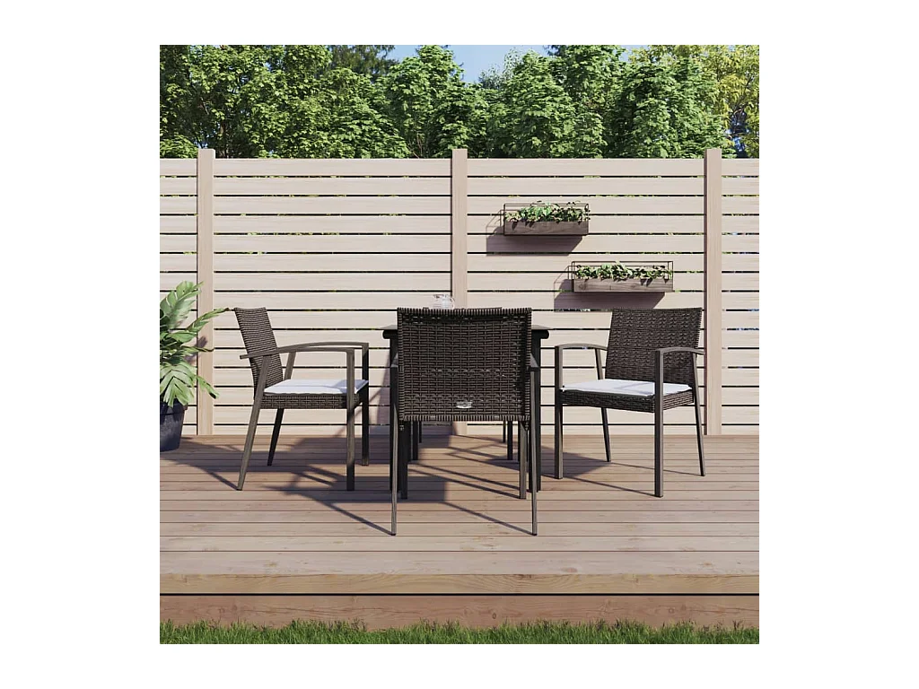 Ensemble à manger de jardin 5 pcs coussins résine tressée acier